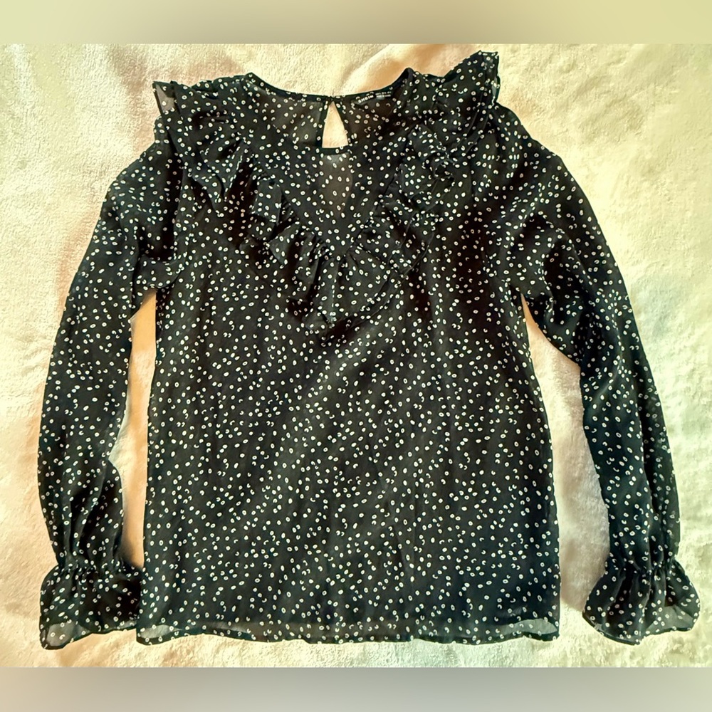 SHEIN Black and White Ruffle Blouse